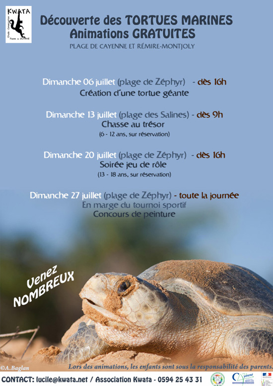 Animations sur les tortues de Guyane - Kwata - Juillet 2014